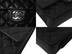 CHANEL シャネル マトラッセ25 Wチェーンショルダーバッグ Wフラップ ココマーク 6番台 ラムスキン ブラック シルバー金具 美品 中古 4c069287