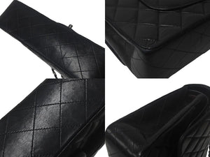 CHANEL シャネル マトラッセ25 Wチェーンショルダーバッグ Wフラップ ココマーク 6番台 ラムスキン ブラック シルバー金具 美品 中古 4c069287