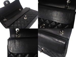 CHANEL シャネル マトラッセ25 Wチェーンショルダーバッグ Wフラップ ココマーク 6番台 ラムスキン ブラック シルバー金具 美品 中古 4c069287