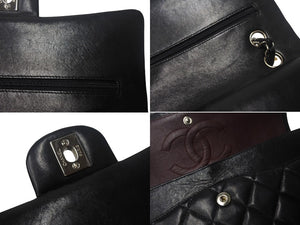 CHANEL シャネル マトラッセ25 Wチェーンショルダーバッグ Wフラップ ココマーク 6番台 ラムスキン ブラック シルバー金具 美品 中古 4c069287