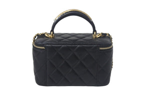 新品未使用 CHANEL シャネル チェーンショルダーバッグ 2WAYバニティバッグ AP2199 ココマーク ランダム番台 ブラック ラムスキン 中古 4c069288
