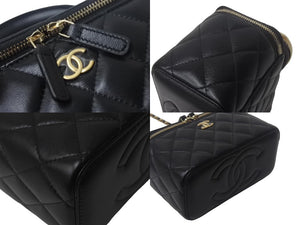 新品未使用 CHANEL シャネル チェーンショルダーバッグ 2WAYバニティバッグ AP2199 ココマーク ランダム番台 ブラック ラムスキン 中古 4c069288