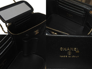 新品未使用 CHANEL シャネル チェーンショルダーバッグ 2WAYバニティバッグ AP2199 ココマーク ランダム番台 ブラック ラムスキン 中古 4c069288