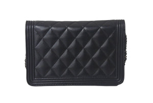 CHANEL シャネル ボーイシャネル チェーンショルダーバッグ 25番台 キャビアスキン ココマーク ブラック シルバー金具 美品 中古 4c069289