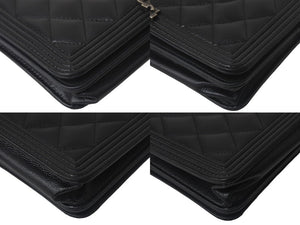 CHANEL シャネル ボーイシャネル チェーンショルダーバッグ 25番台 キャビアスキン ココマーク ブラック シルバー金具 美品 中古 4c069289