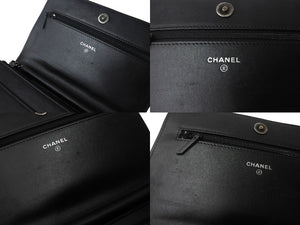 CHANEL シャネル ボーイシャネル チェーンショルダーバッグ 25番台 キャビアスキン ココマーク ブラック シルバー金具 美品 中古 4c069289