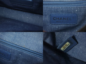 CHANEL シャネル マトラッセ26 Wチェーンショルダーバッグ メダリオン 20番台 ココマーク デニム ブルー シルバー金具 美品 中古 4c069290