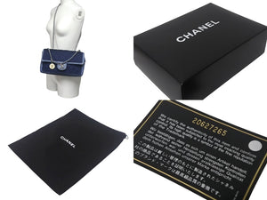 CHANEL シャネル マトラッセ26 Wチェーンショルダーバッグ メダリオン 20番台 ココマーク デニム ブルー シルバー金具 美品 中古 4c069290