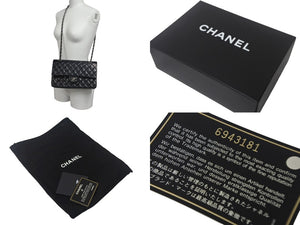 CHANEL シャネル マトラッセ25 Wチェーンショルダーバッグ Wフラップ ココマーク 6番台 ラムスキン ブラック シルバー金具 美品 中古 4c069291