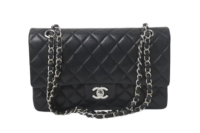 CHANEL シャネル マトラッセ25 Wチェーンショルダーバッグ Wフラップ ココマーク 6番台 ラムスキン ブラック シルバー金具 美品 中古 4c069291