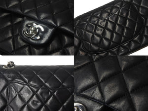 CHANEL シャネル マトラッセ25 Wチェーンショルダーバッグ Wフラップ ココマーク 6番台 ラムスキン ブラック シルバー金具 美品 中古 4c069291