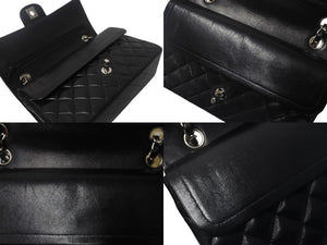 CHANEL シャネル マトラッセ25 Wチェーンショルダーバッグ Wフラップ ココマーク 6番台 ラムスキン ブラック シルバー金具 美品 中古 4c069291