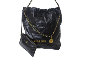 極美品 CHANEL シャネル シャネル22 ハンドバッグ AS3261 ランダム番台 シャイニー カーフスキン ゴールド金具 中古 4c069292