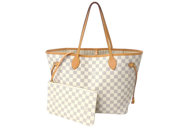 LOUIS VUITTON 新型 ルイヴィトン ネヴァーフルMM ハンドバッグ N41361 ダミエアズールキャンバス ホワイト 美品 中古 4c069293