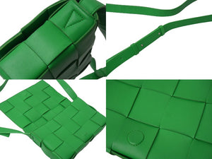 BOTTEGA VENETA ボッテガヴェネタ マキシイントレチャート カセット ショルダーバッグ レザー グリーン 美品 中古 4c069297