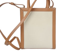 極美品 CELINE セリーヌ ミニバーティカルカバ 2WAYショルダーバッグ 193302BNZ.02NT コットンキャンバス レザー ベージュ 中古 4c069303