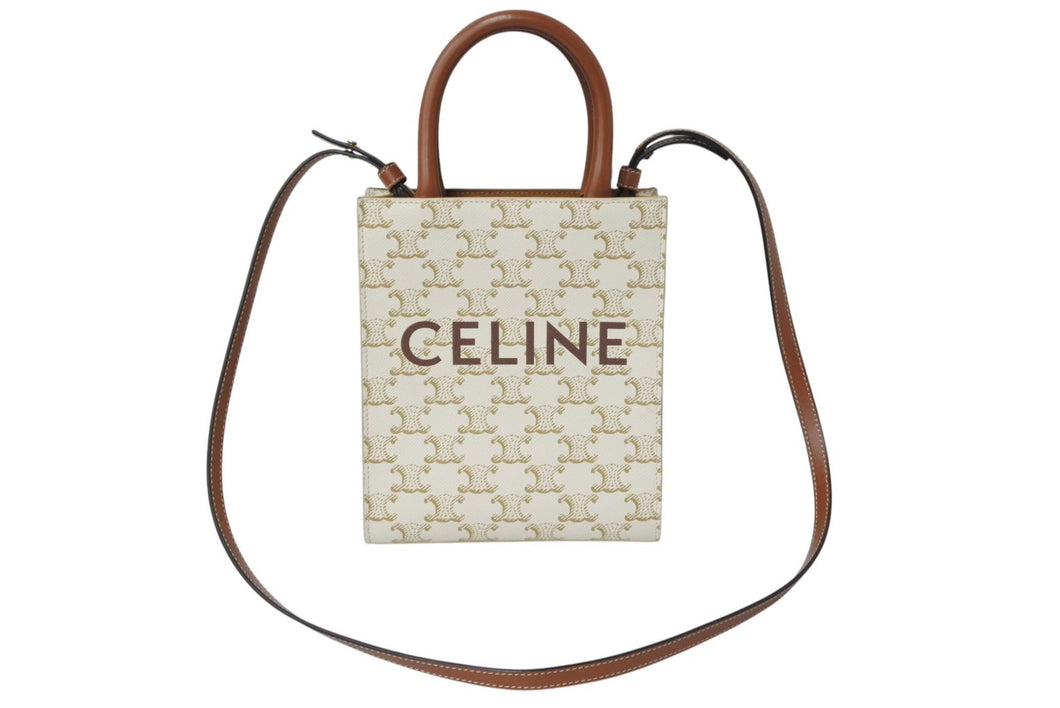 CELINE セリーヌ 2WAYショルダーバッグ ミニバーティカルカバ トリオンフ 194372BZK.04LU ブラウン ゴールド金具 美品 中古 4c069304