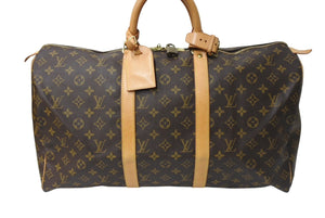 LOUIS VUITTON ルイヴィトン キーポル50 ボストンバッグ M41426 モノグラムキャンバス ブラウン ゴールド金具 美品 中古 4c069305