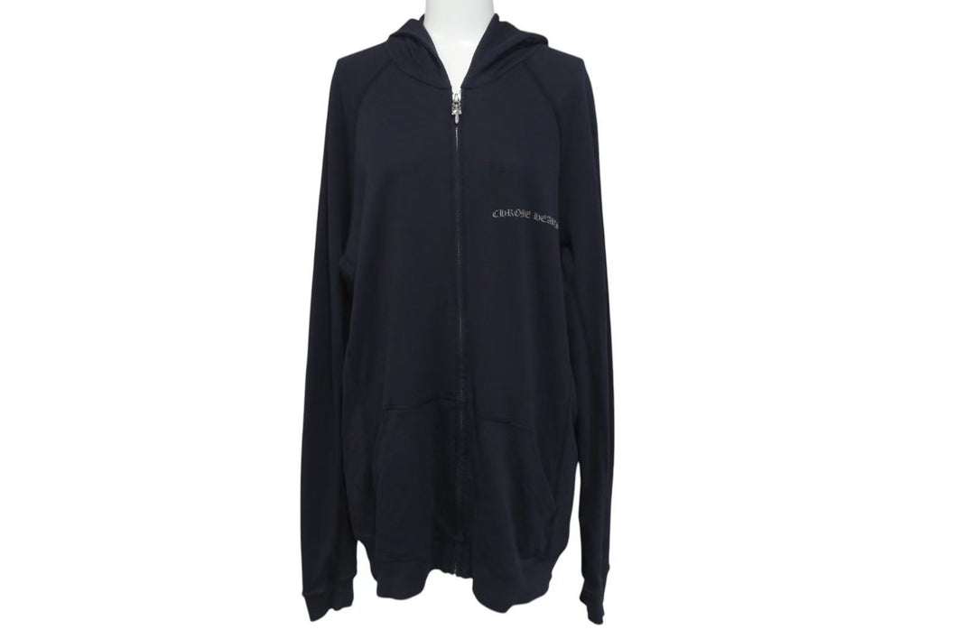 CHROME HEARTS クロムハーツ パーカー フーディ ダガージップ 001-064348 コットン シルバー925 ブラック サイズM 美品 中古 4c069323