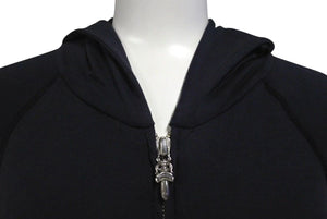 CHROME HEARTS クロムハーツ パーカー フーディ ダガージップ 001-064348 コットン シルバー925 ブラック サイズM 美品 中古 4c069323