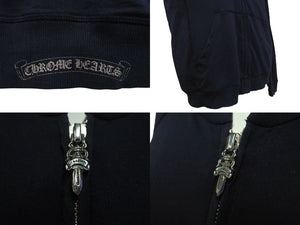 CHROME HEARTS クロムハーツ パーカー フーディ ダガージップ 001-064348 コットン シルバー925 ブラック サイズM 美品 中古 4c069323