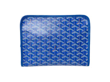 Load image into Gallery viewer, GOYARD ゴヤール ジュバンス MM ポーチ クラッチバッグ JOUVENMMLTY10CL10P ブルー PVC レザー シルバー金具 ヘリンボーン柄 美品 中古 4c069324