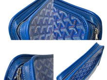 Load image into Gallery viewer, GOYARD ゴヤール ジュバンス MM ポーチ クラッチバッグ JOUVENMMLTY10CL10P ブルー PVC レザー シルバー金具 ヘリンボーン柄 美品 中古 4c069324