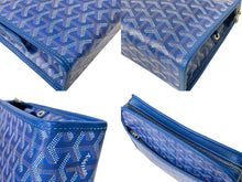 Load image into Gallery viewer, GOYARD ゴヤール ジュバンス MM ポーチ クラッチバッグ JOUVENMMLTY10CL10P ブルー PVC レザー シルバー金具 ヘリンボーン柄 美品 中古 4c069324