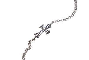 極美品 Chrome Hearts クロムハーツ タイニー クロス ブレスレット ユニセックス 2.8g 18cm シルバー925 中古 4c069325