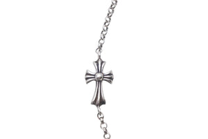極美品 Chrome Hearts クロムハーツ タイニー クロス ブレスレット ユニセックス 2.8g 18cm シルバー925 中古 4c069325