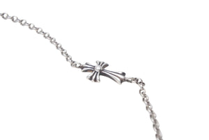 極美品 Chrome Hearts クロムハーツ タイニー クロス ブレスレット ユニセックス 2.8g 18cm シルバー925 中古 4c069325