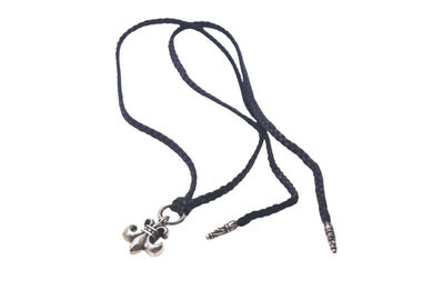 極美品 Chrome Hearts クロムハーツ レザーチョーカー ユリ BSフレア 牛革 ブラック シルバー925 中古 4c069330