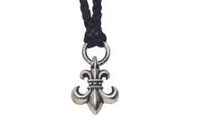 Load image into Gallery viewer, 極美品 Chrome Hearts クロムハーツ レザーチョーカー ユリ BSフレア 牛革 ブラック シルバー925 中古 4c069330