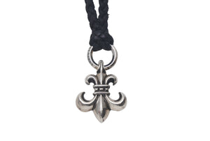 極美品 Chrome Hearts クロムハーツ レザーチョーカー ユリ BSフレア 牛革 ブラック シルバー925 中古 4c069330