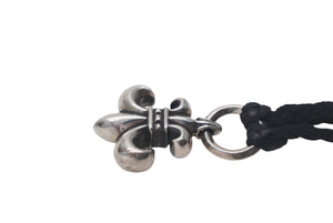 極美品 Chrome Hearts クロムハーツ レザーチョーカー ユリ BSフレア 牛革 ブラック シルバー925 中古 4c069330