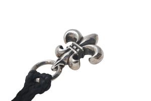 極美品 Chrome Hearts クロムハーツ レザーチョーカー ユリ BSフレア 牛革 ブラック シルバー925 中古 4c069330