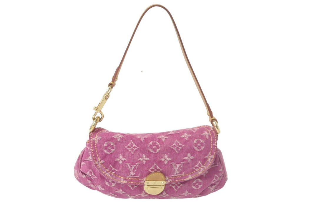 LOUIS VUITTON ルイ ヴィトン ミニプリーティ フューシャ ワンショルダーバッグ M95216 モノグラムデニム ピンク 美品 中古 4c069336