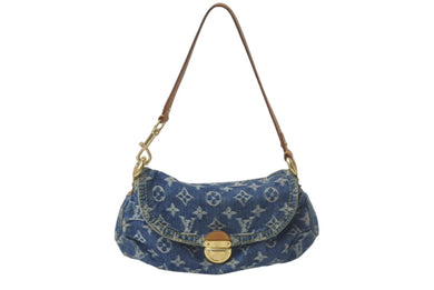 LOUIS VUITTON ルイ ヴィトン ミニプリーティ ワンショルダーバッグ M95050 モノグラムデニム レザー ブルー 美品 中古 4c069337