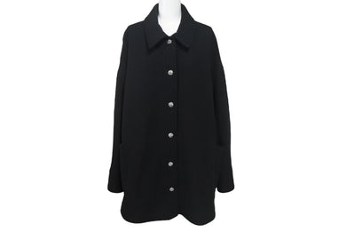 CHROME HEARTS クロムハーツ コート クロスボールボタン サイズL ブラック ウール シルバー925 美品 中古 4c069346