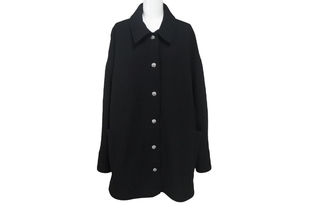 CHROME HEARTS クロムハーツ コート クロスボールボタン サイズL ブラック ウール シルバー925 美品 中古 4c069346