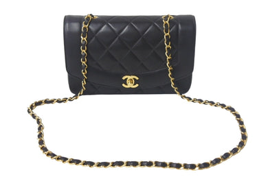 CHANEL シャネル ダイアナ22 マトラッセ チェーンショルダーバッグ ココマーク 2番台 ラムスキン ブラック ゴールド 美品 中古 4c069361