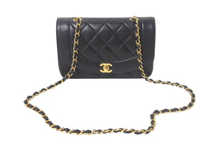 CHANEL シャネル ダイアナ22 マトラッセ チェーンショルダーバッグ ココマーク 2番台 ラムスキン ブラック ゴールド 美品 中古 4c069362