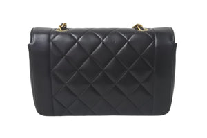 CHANEL シャネル ダイアナ22 マトラッセ チェーンショルダーバッグ ココマーク 2番台 ラムスキン ブラック ゴールド 美品 中古 4c069362