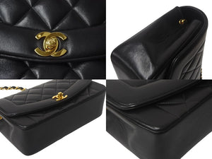CHANEL シャネル ダイアナ22 マトラッセ チェーンショルダーバッグ ココマーク 2番台 ラムスキン ブラック ゴールド 美品 中古 4c069362
