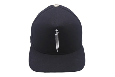 CHROME HEARTS クロムハーツ RS 3 クロス キャップ 帽子 97729 U.S.A コットン シルバー925 ブラック ホワイト 美品 中古 4c069366