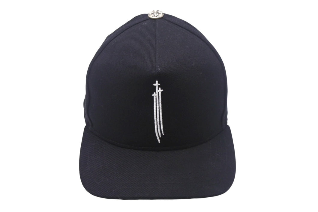 CHROME HEARTS クロムハーツ RS 3 クロス キャップ 帽子 97729 U.S.A コットン シルバー925 ブラック ホワイト 美品 中古 4c069366