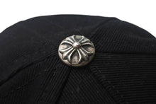 Load image into Gallery viewer, CHROME HEARTS クロムハーツ RS 3 クロス キャップ 帽子 97729 U.S.A コットン シルバー925 ブラック ホワイト 美品 中古 4c069366
