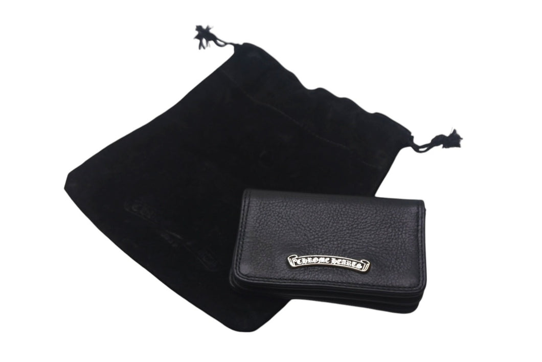 CHROME HEARTS クロムハーツ CARD CASE カードケース 名刺入れ レザーシルバー925 ブラック 美品 中古 4c069367