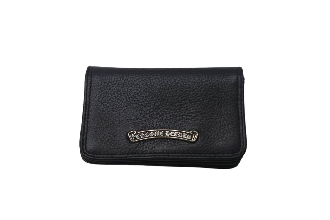 CHROME HEARTS クロムハーツ CARD CASE カードケース 名刺入れ レザーシルバー925 ブラック 美品 中古 4c070266
