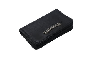 CHROME HEARTS クロムハーツ CARD CASE カードケース 名刺入れ レザーシルバー925 ブラック 美品 中古 4c070266